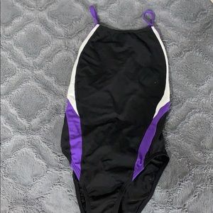 purple and black speedo bathing suit
